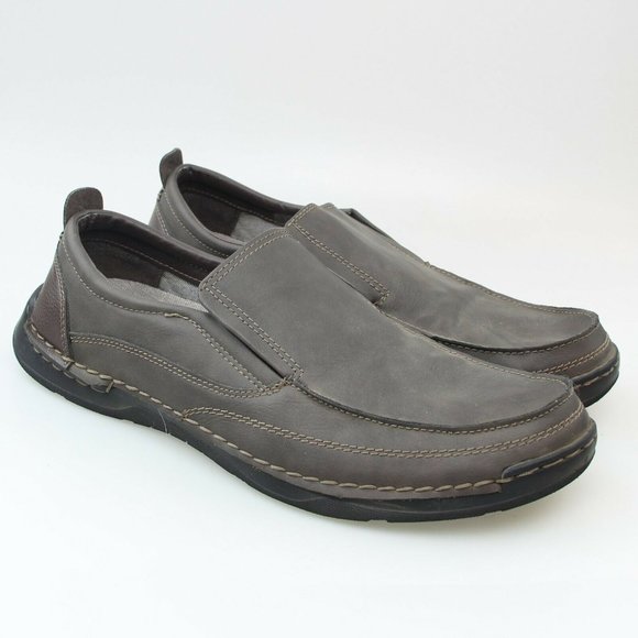 IZOD Mens Brown Faux Leather Memory Foam Loafers